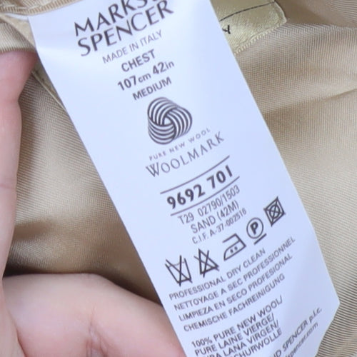 Marks and Spencer Men's Beige Wool Blazer, Size 42