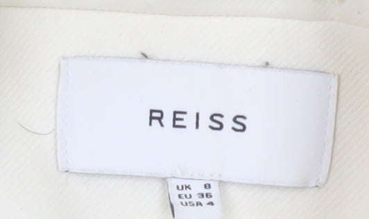 Reiss Women's Ivory Wool Blend Double-Breasted Blazer Size 8