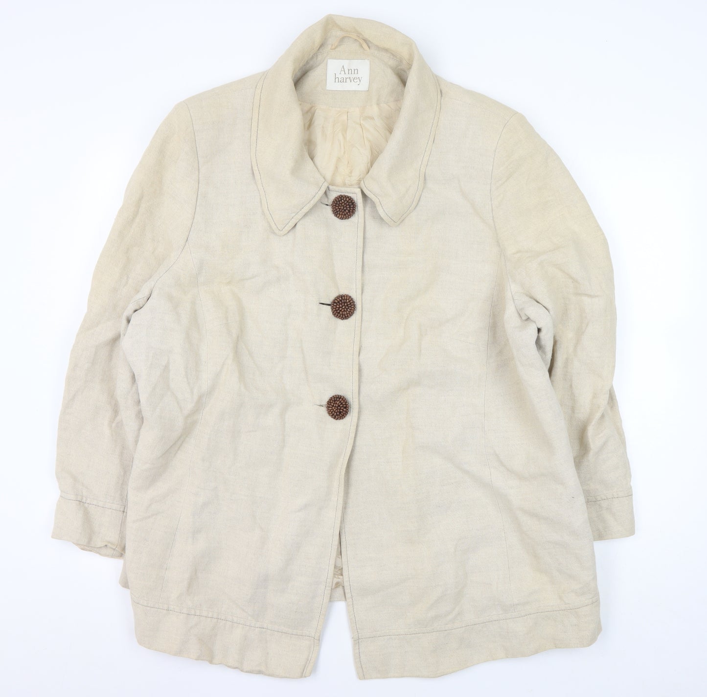Ann Harvey Women's Beige Linen Jacket Size 20