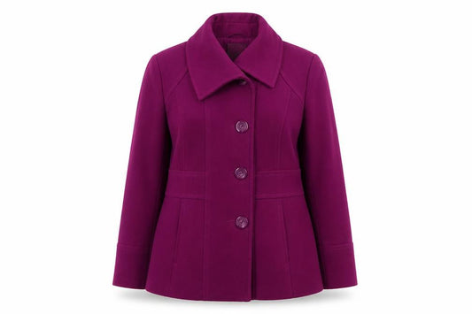Front view of Debenhams Women's Purple Wool Mid-Length Jacket