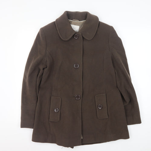 John Lewis Women's Brown Wool Overcoat - Size 14
