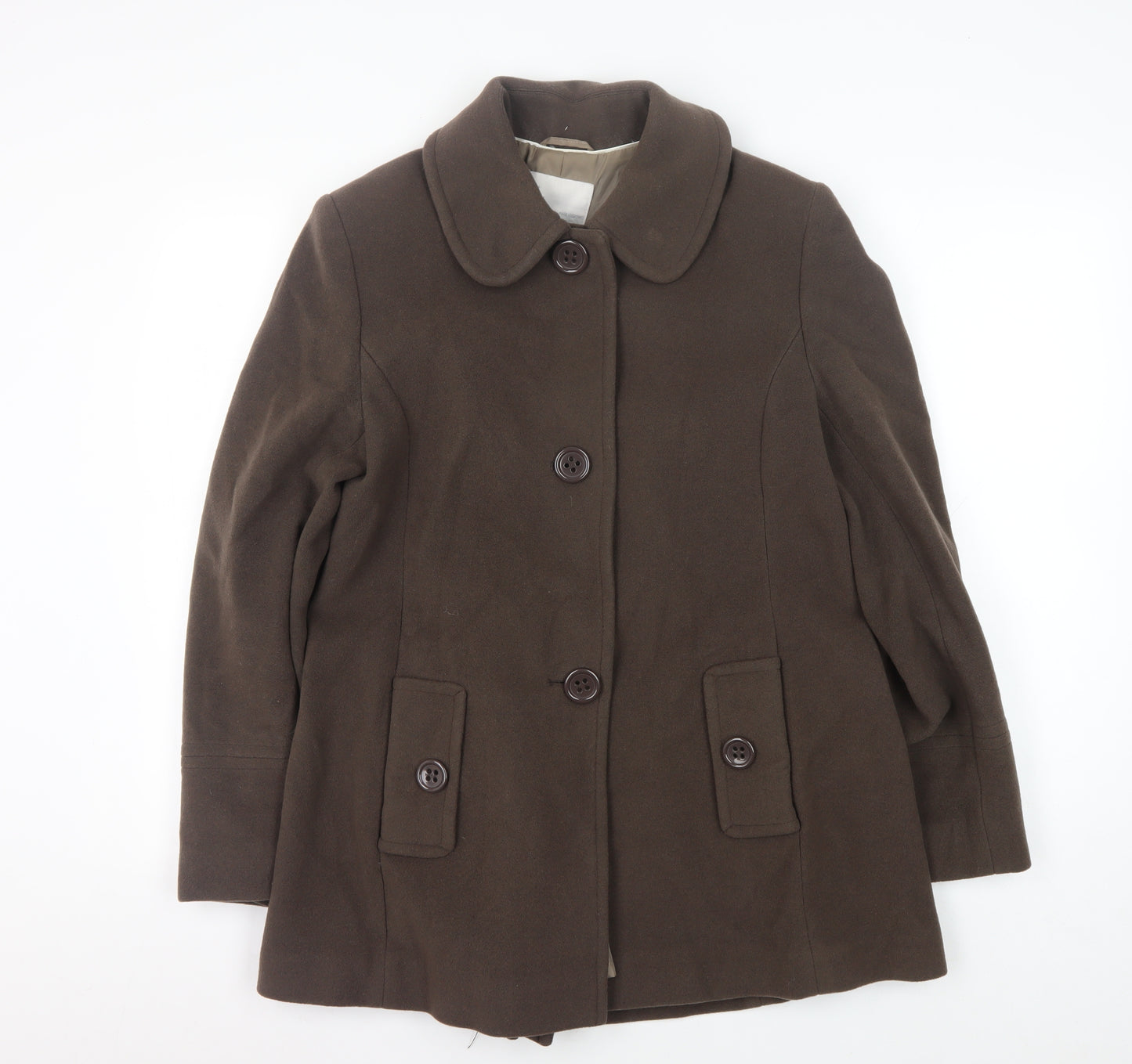 John Lewis Women's Brown Wool Overcoat - Size 14