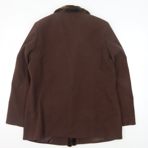 Classics Women's Brown Fur Trim Overcoat Size 14