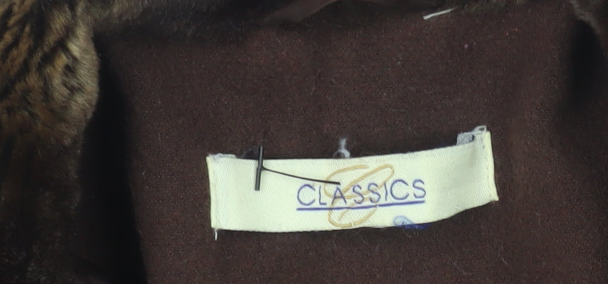 Classics Women's Brown Fur Trim Overcoat Size 14