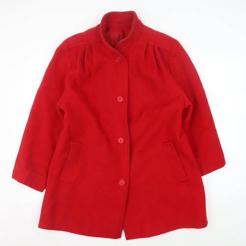 Debenhams Women's Red Wool Coat Size 14 Buttoned