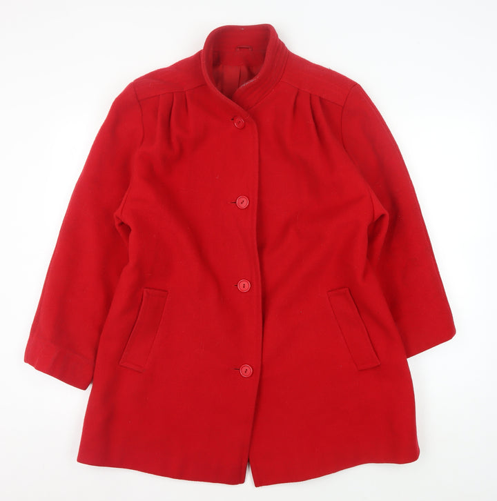 Debenhams Women's Red Wool Coat Size 14 Buttoned