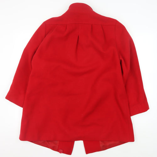 Debenhams Women's Red Wool Coat Size 14 Buttoned