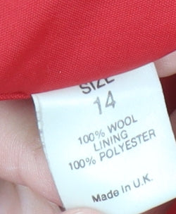 Debenhams Women's Red Wool Coat Size 14 Buttoned
