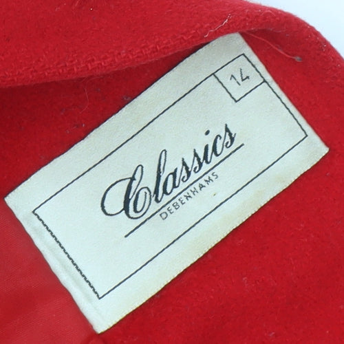 Debenhams Women's Red Wool Coat Size 14 Buttoned