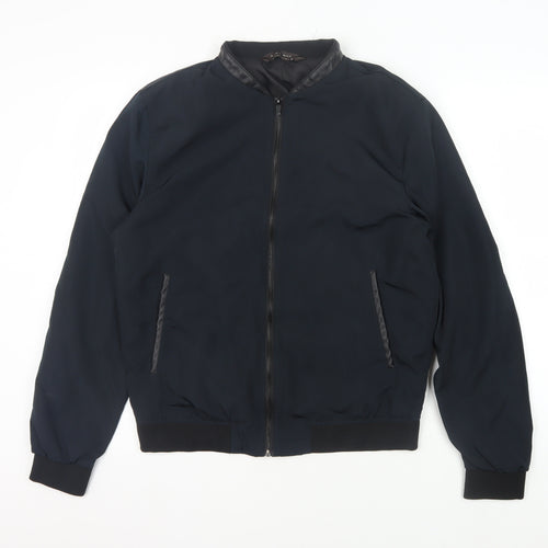 Zara Man Men's Black Bomber Jacket Size L for Casual Wear