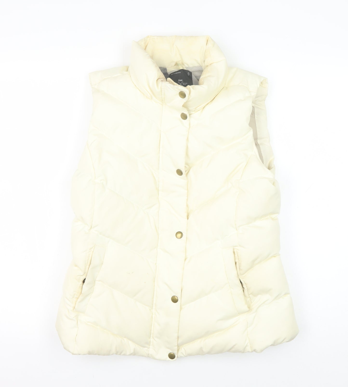 Gap Women’s Ivory Puffer Waistcoat S - Winter Casual