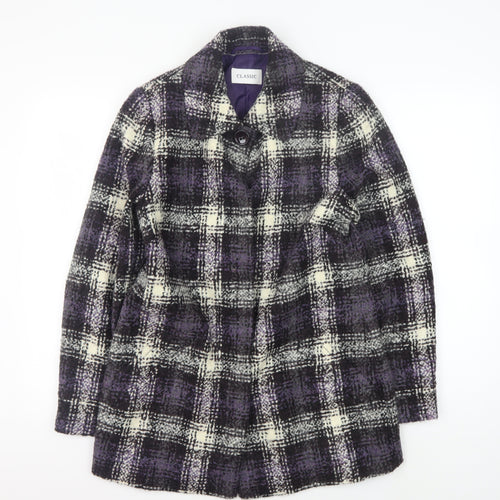 Marks and Spencer Women's Purple Check Classic Coat Size 8