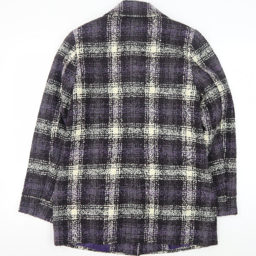 Marks and Spencer Women's Purple Check Classic Coat Size 8