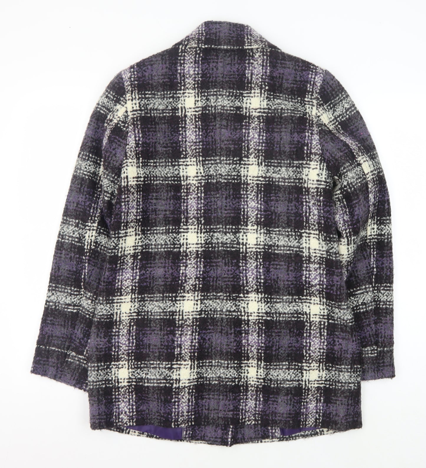 Marks and Spencer Women's Purple Check Classic Coat Size 8
