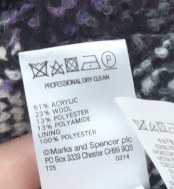 Marks and Spencer Women's Purple Check Classic Coat Size 8