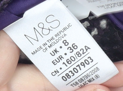 Marks and Spencer Women's Purple Check Classic Coat Size 8