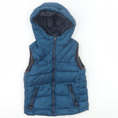 Zara Boys Blue Puffer Jacket 4 Years Hooded Sleeveless