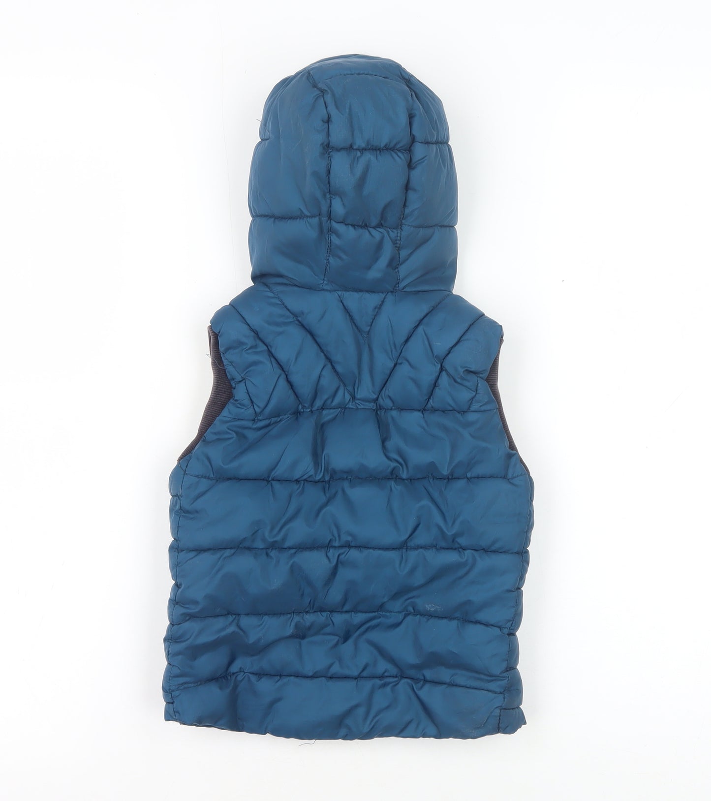 Zara Boys Blue Puffer Jacket 4 Years Hooded Sleeveless