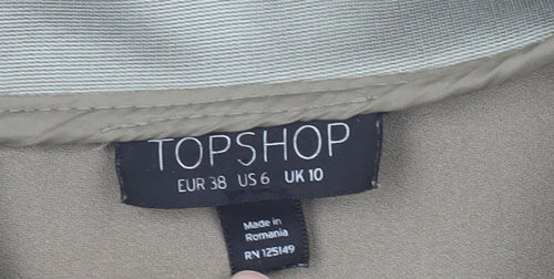 Topshop Women’s Beige Bomber Jacket Size 10 Casual Zip