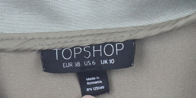 Topshop Women’s Beige Bomber Jacket Size 10 Casual Zip