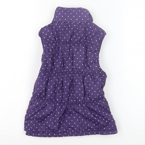 Trespass Girls Purple Puffer Jacket 7-8 Years Polka Dot Sleeveless