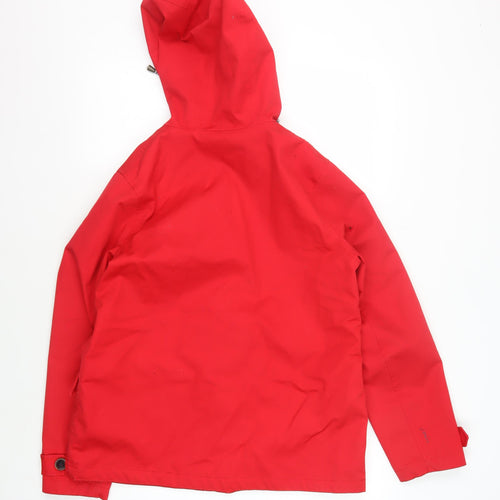 Joules Women's Red Hooded Waterproof Rain Coat - Size 12