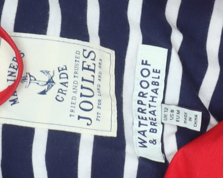 Joules Women's Red Hooded Waterproof Rain Coat - Size 12