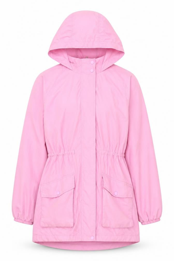 Front view of Next girls’ pink jacket - 11 years nylon long sleeve