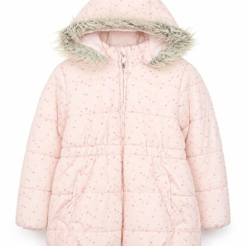 H&M Girls Pink Heart Puffer Jacket, Size 6, Winter Coat