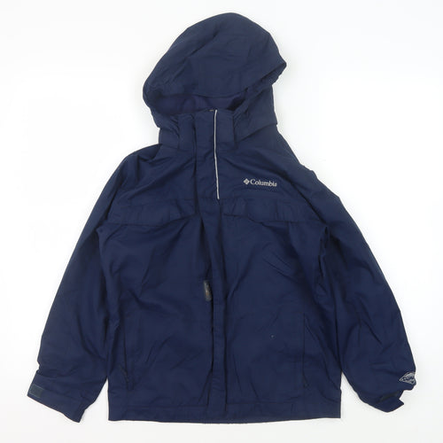 Columbia Boys Blue Hooded Parka Jacket Small Winter