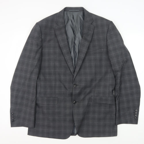 Moss Men's Grey Plaid Blazer Jacket, Size 42R