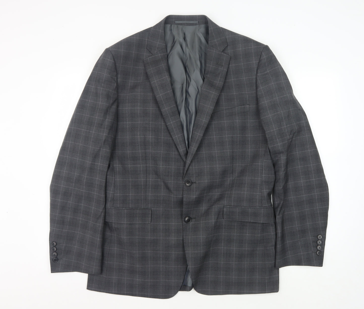 Moss Men's Grey Plaid Blazer Jacket, Size 42R