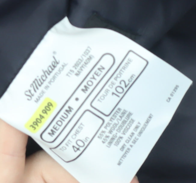 St Michael Men's Blue Blazer, Medium, Single-Breasted 40R