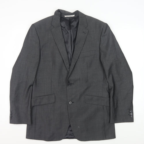 Limehaus Men's Grey Blazer, 38 Regular, Wool Blend