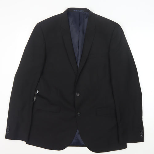Next Men’s Black Blazer, 42L Formal, Single Breasted