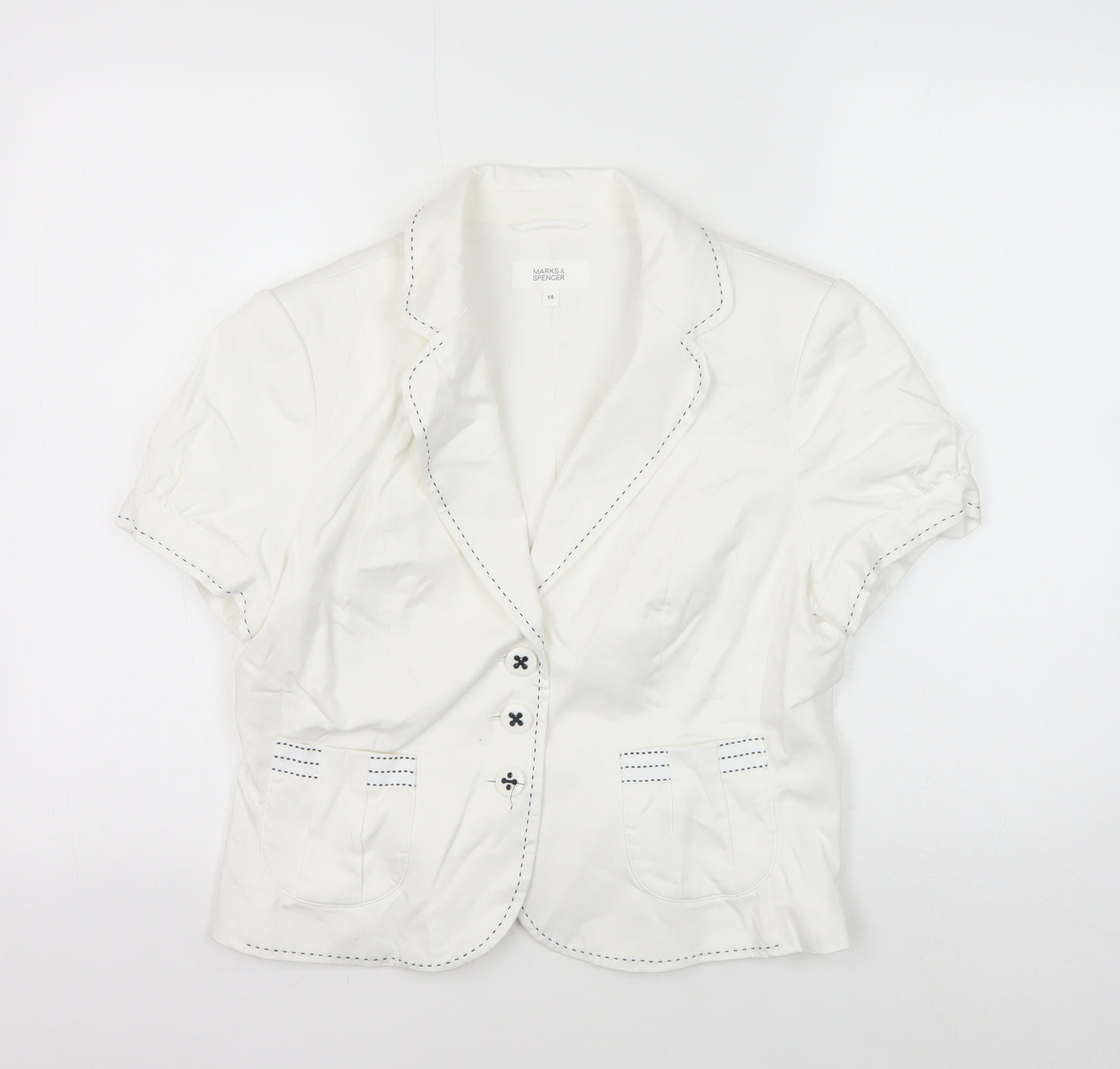 Marks and Spencer Women's White Blazer Size 14