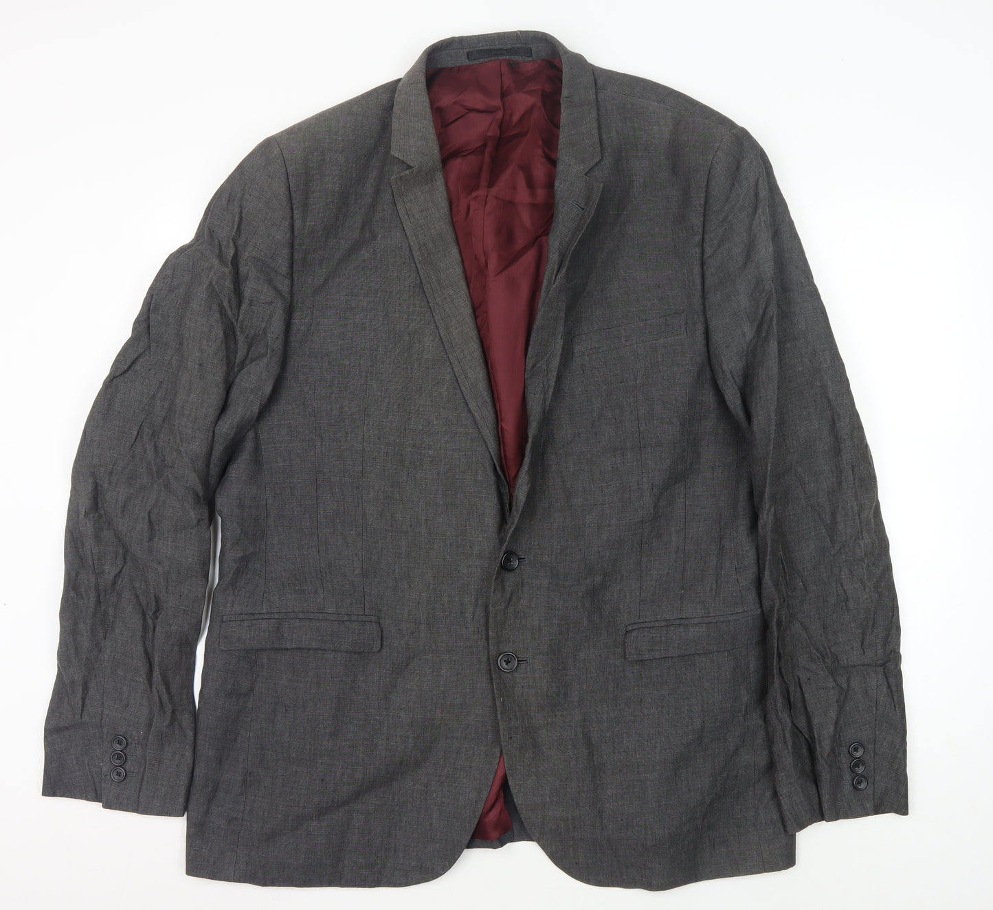 Next Men's Grey Linen Blazer 44L Formal Wear
