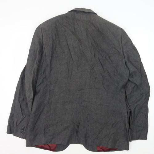 Next Men's Grey Linen Blazer 44L Formal Wear