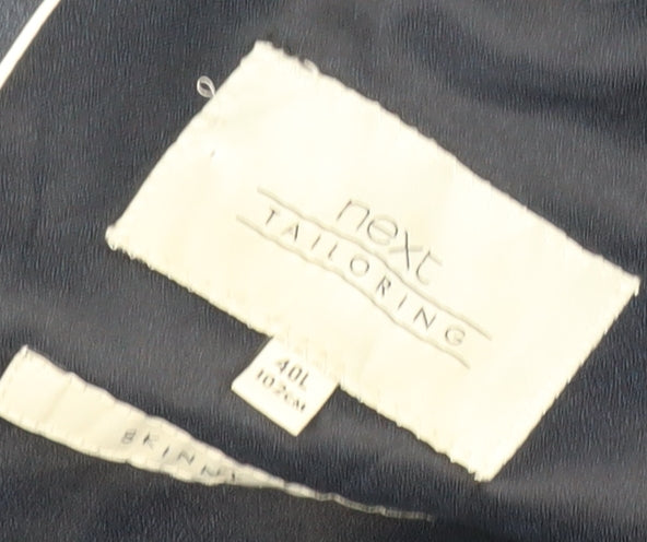 Next Men's Blue Plaid Wool Blazer, Size 40L Formal Wear