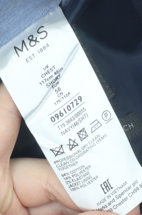 Marks and Spencer Men's Blue Blazer 46 Short Jacket