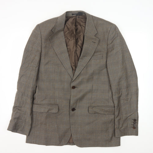 Zara Man Brown Check Wool Blazer Jacket - Men's 40 Formal