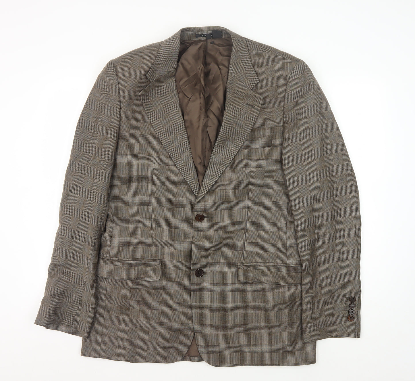 Zara Man Brown Check Wool Blazer Jacket - Men's 40 Formal