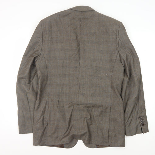 Zara Man Brown Check Wool Blazer Jacket - Men's 40 Formal