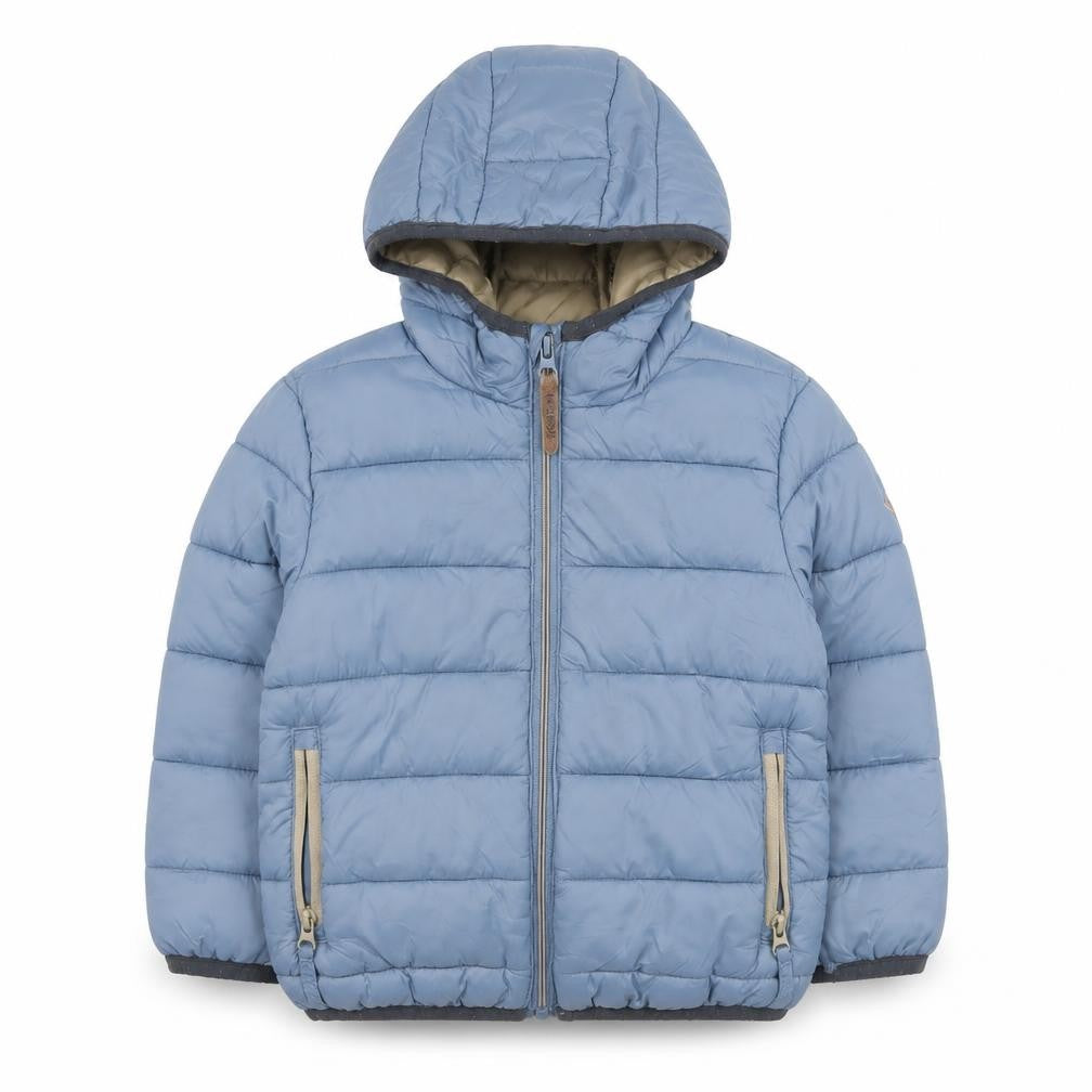 Front view of RESERVED boys’ blue puffer jacket, 2 years, winter hooded