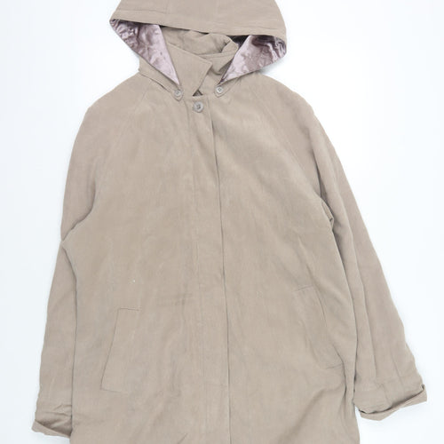 ZONA Women's Beige Hooded Coat Size 16 Button Closure