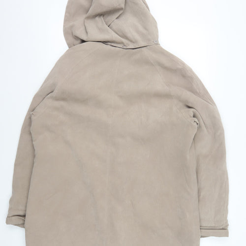 ZONA Women's Beige Hooded Coat Size 16 Button Closure