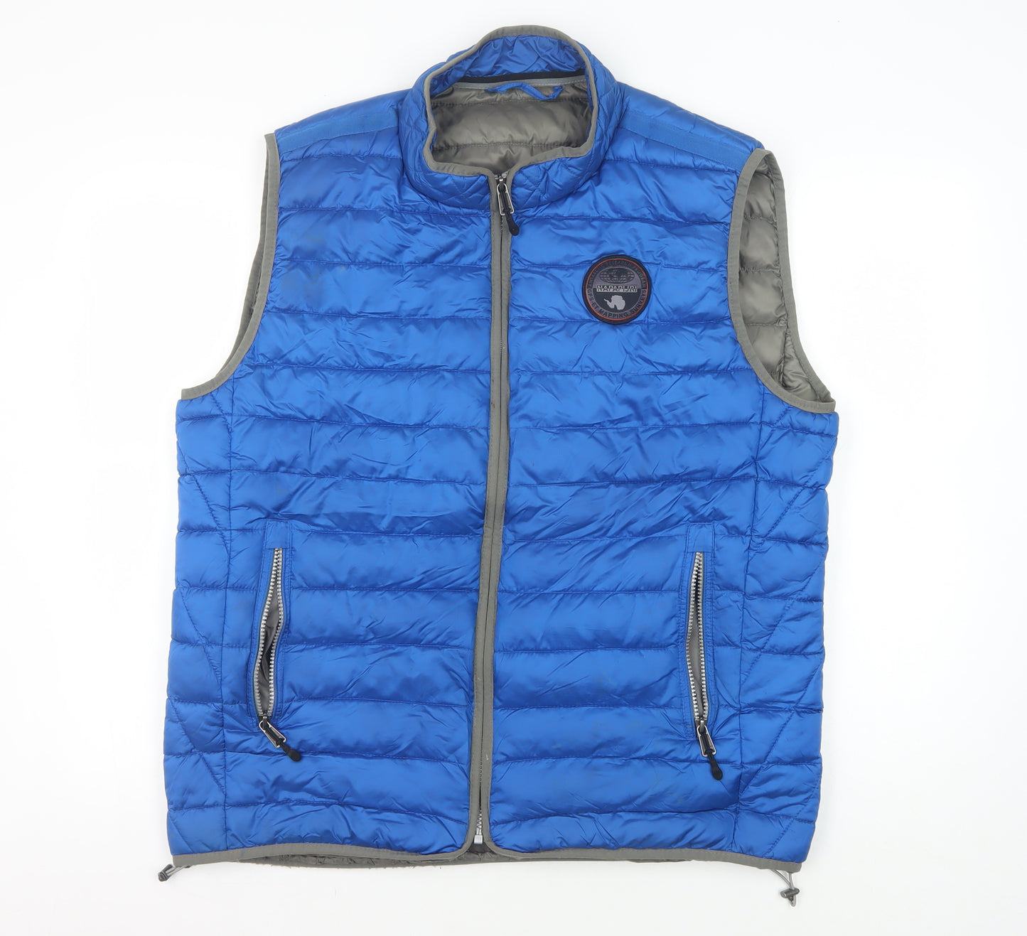Napapijri Men's Blue XL Puffer Waistcoat, Casual Mid-Length