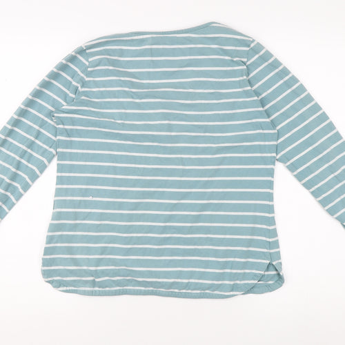 Brakeburn Women's Blue Striped Henley T-Shirt Size 10