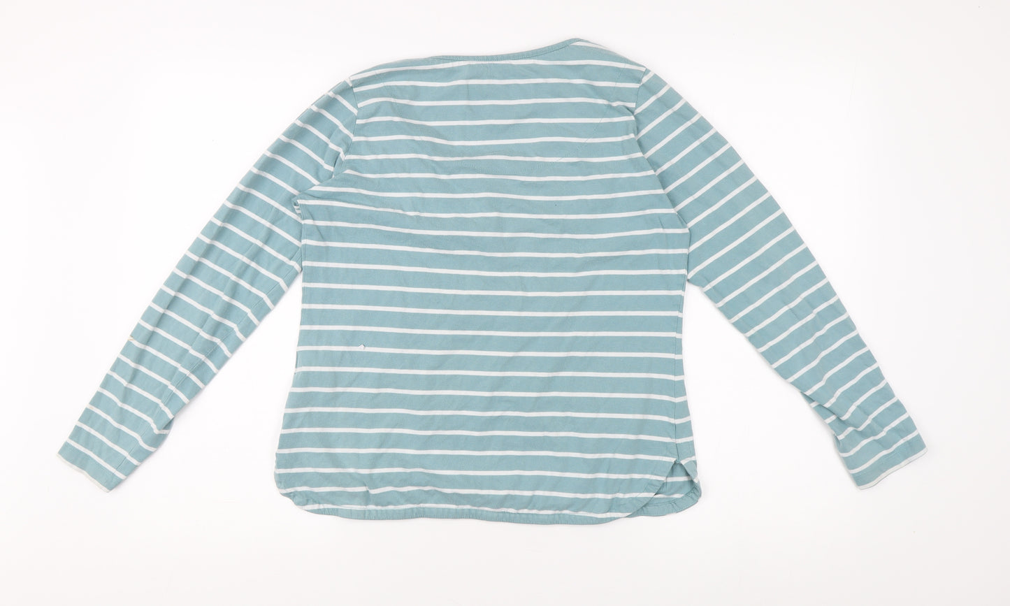 Brakeburn Women's Blue Striped Henley T-Shirt Size 10