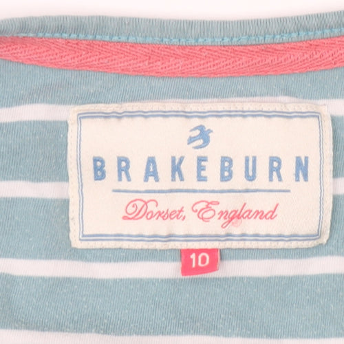 Brakeburn Women's Blue Striped Henley T-Shirt Size 10